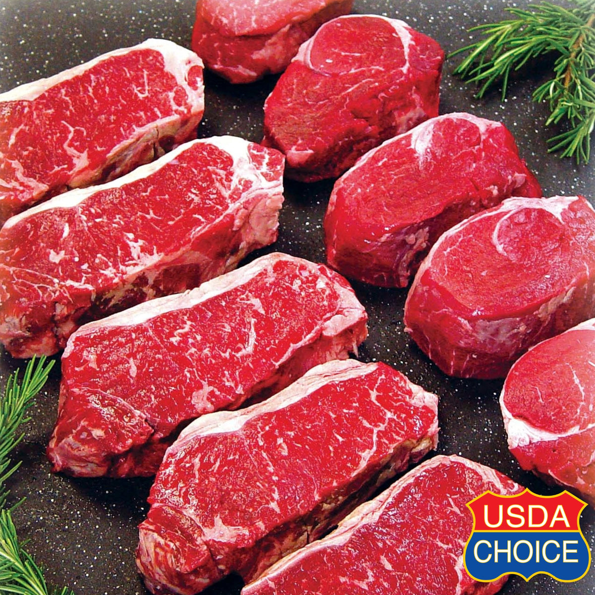 Sirloin & Filet Mignon Steak Set (USDA Choice)  M26, M27, M28